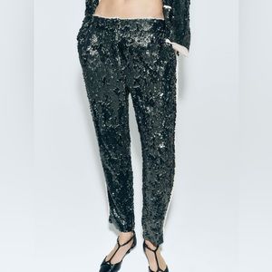 BLOGGERS FAV ZARA GREEN SEQUIN PANTS